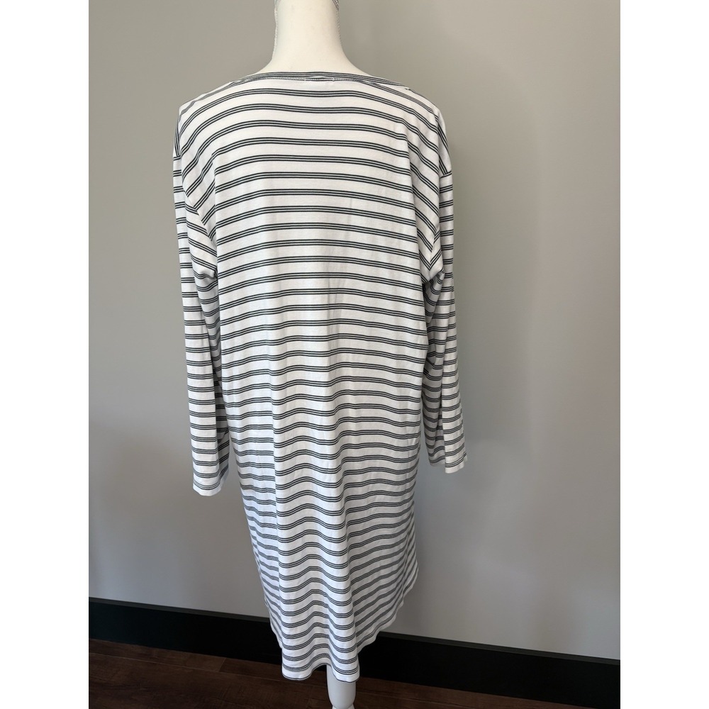 LAKE Pajamas Womens XXL Green White Striped Pima Cotton Long Sleeve Nightgown - Picture 3 of 6